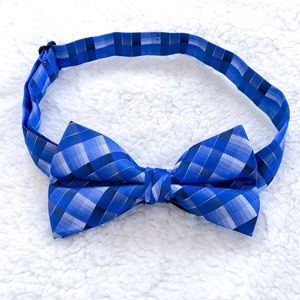 Kids Bow Tie Blue Plaid Pattern